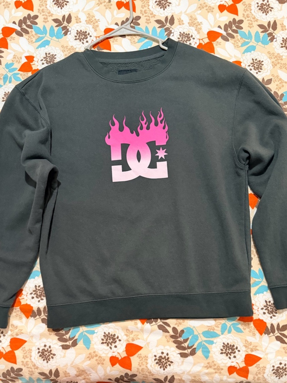 DG Crewneck Sweatshirt with Pink Flame Logo